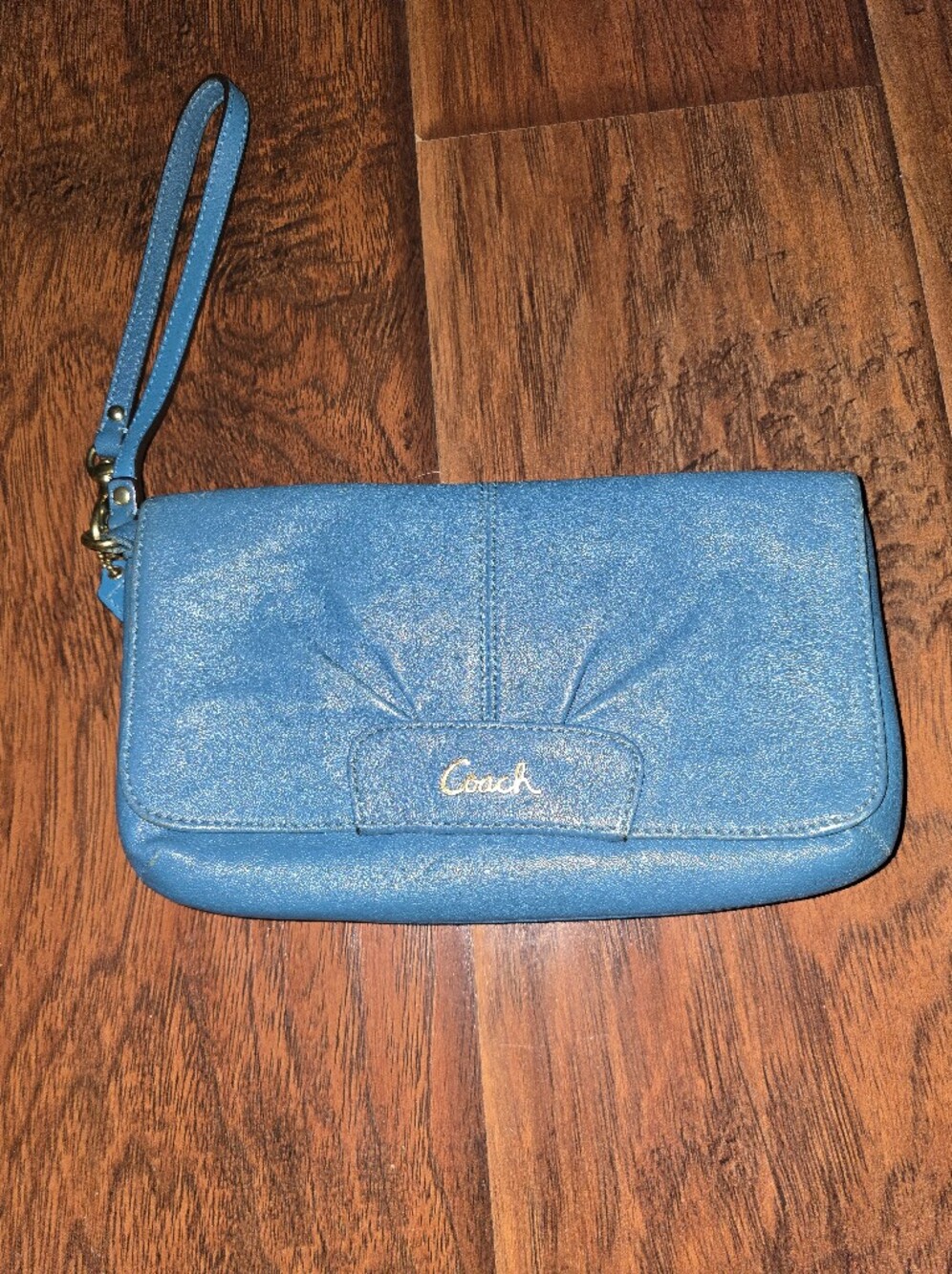 Coach Blue Leather Wristlet Wallet